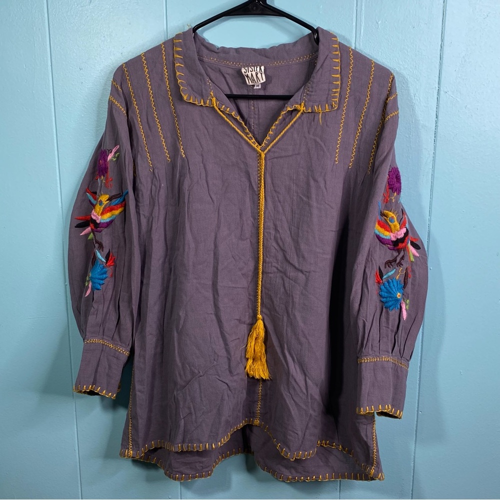 Sister Mary Embroidered Tasseled Top